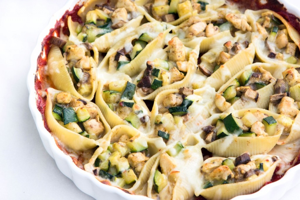 Rezept-Muschelnudeln-gefüllt-mit-Zucchini-Pilze-Hühnerfleisch-3
